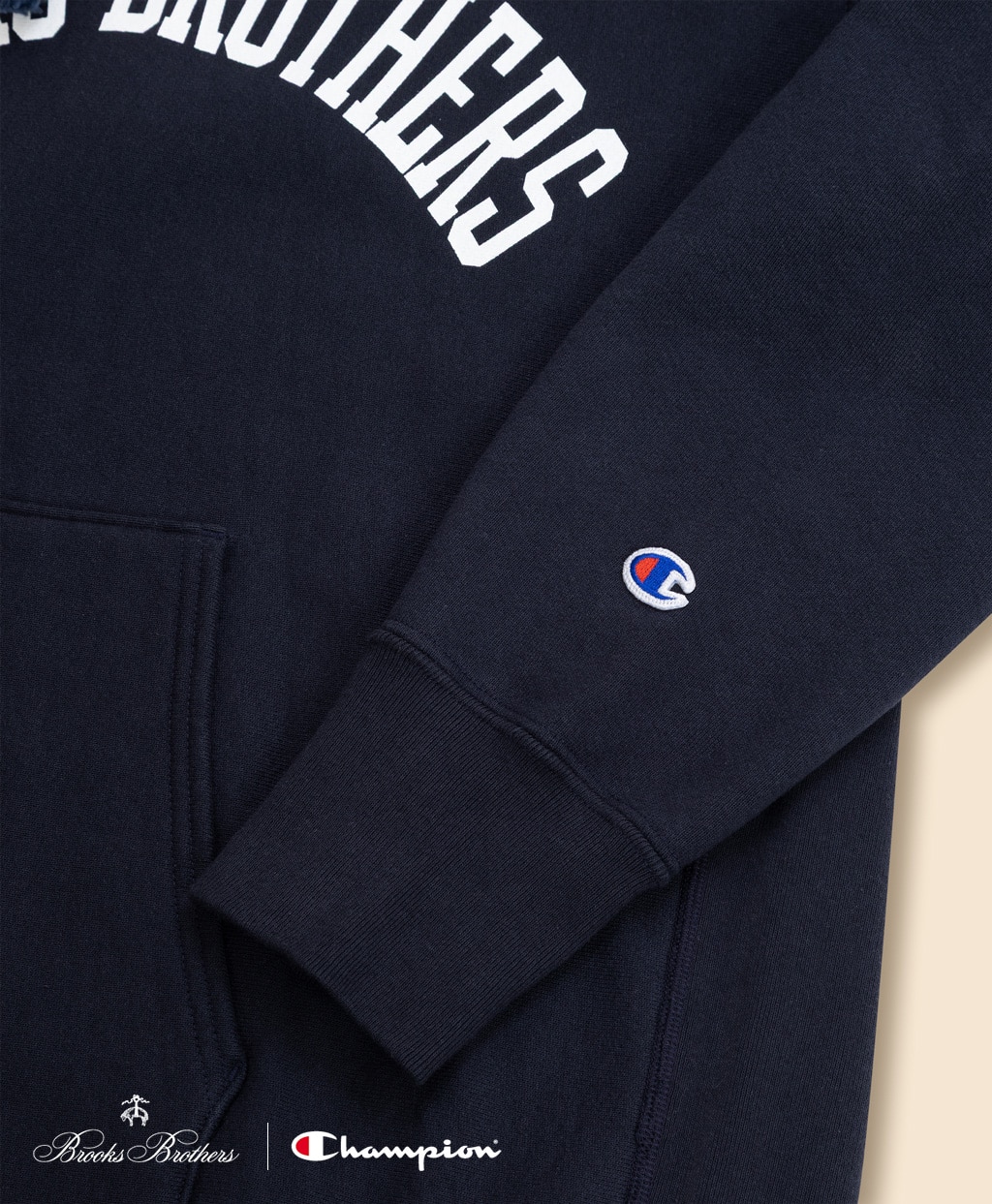 Brooks Brothers×Champion　USAコットン　ラバープリントロゴ　フーデッド　スウェットシャツ　Made in USA5