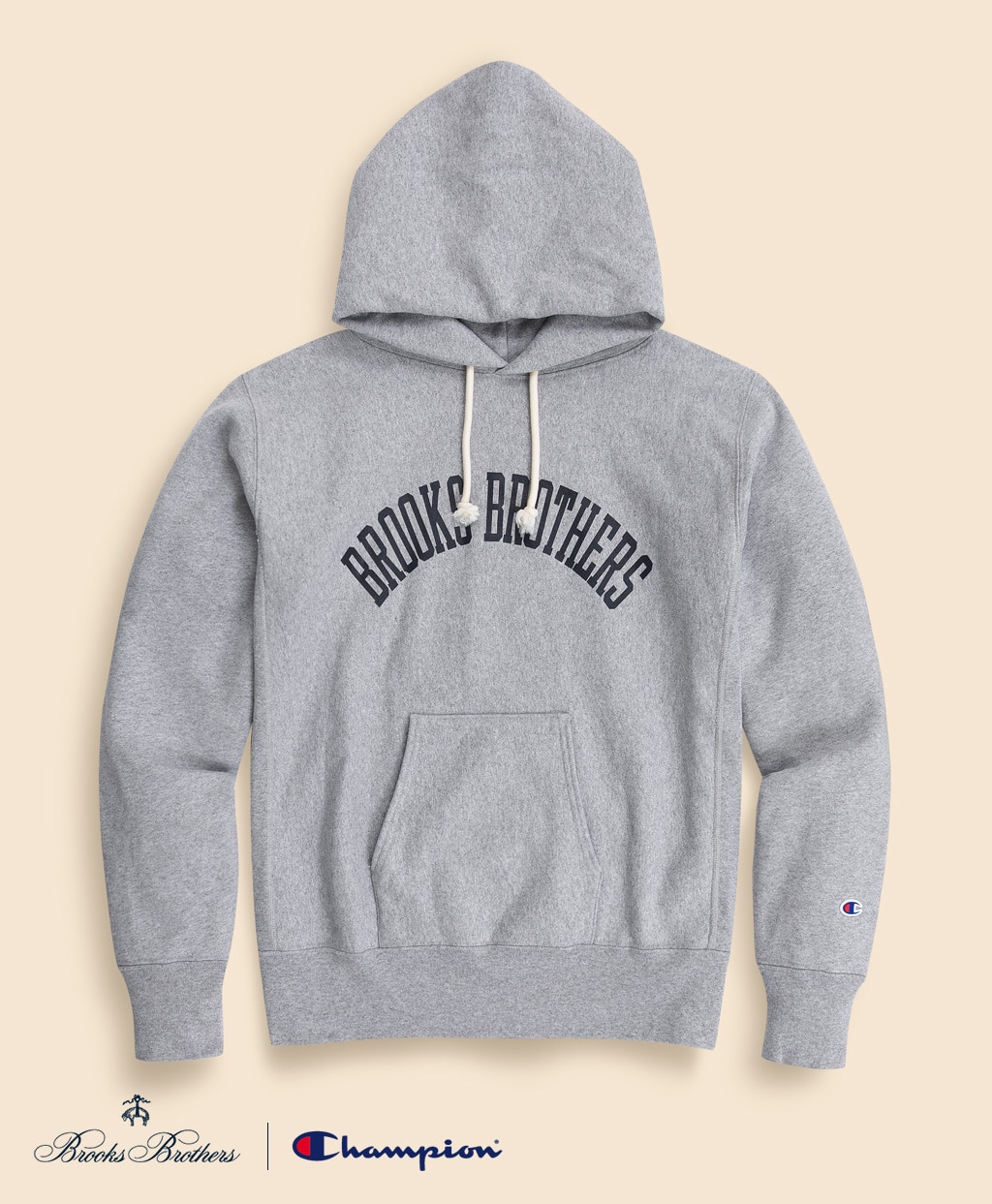 Brooks Brothers×Champion　USAコットン　ラバープリントロゴ　フーデッド　スウェットシャツ　Made in USA1