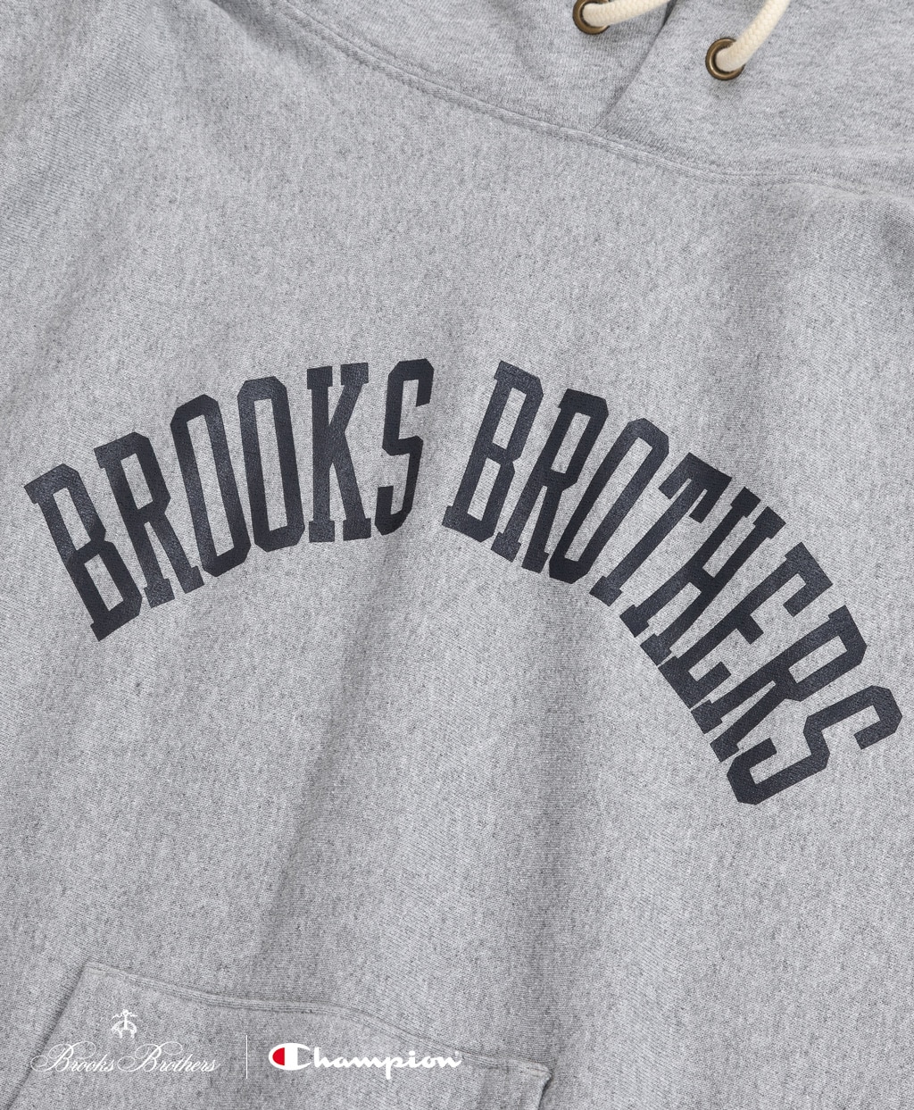 Brooks Brothers×Champion　USAコットン　ラバープリントロゴ　フーデッド　スウェットシャツ　Made in USA4