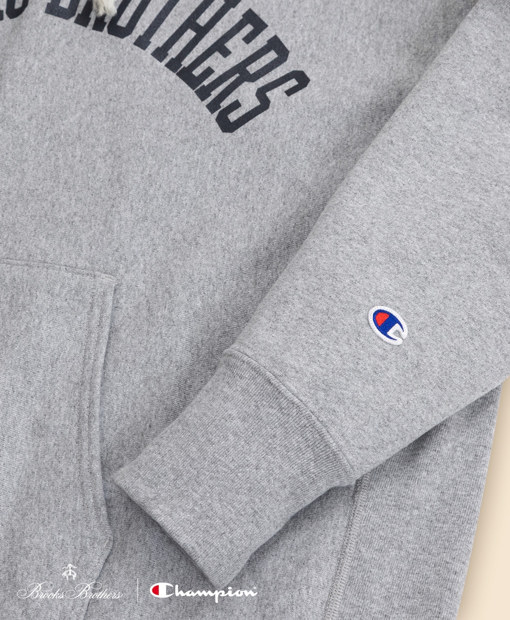 Brooks Brothers×Champion　USAコットン　ラバープリントロゴ　フーデッド　スウェットシャツ　Made in USA5