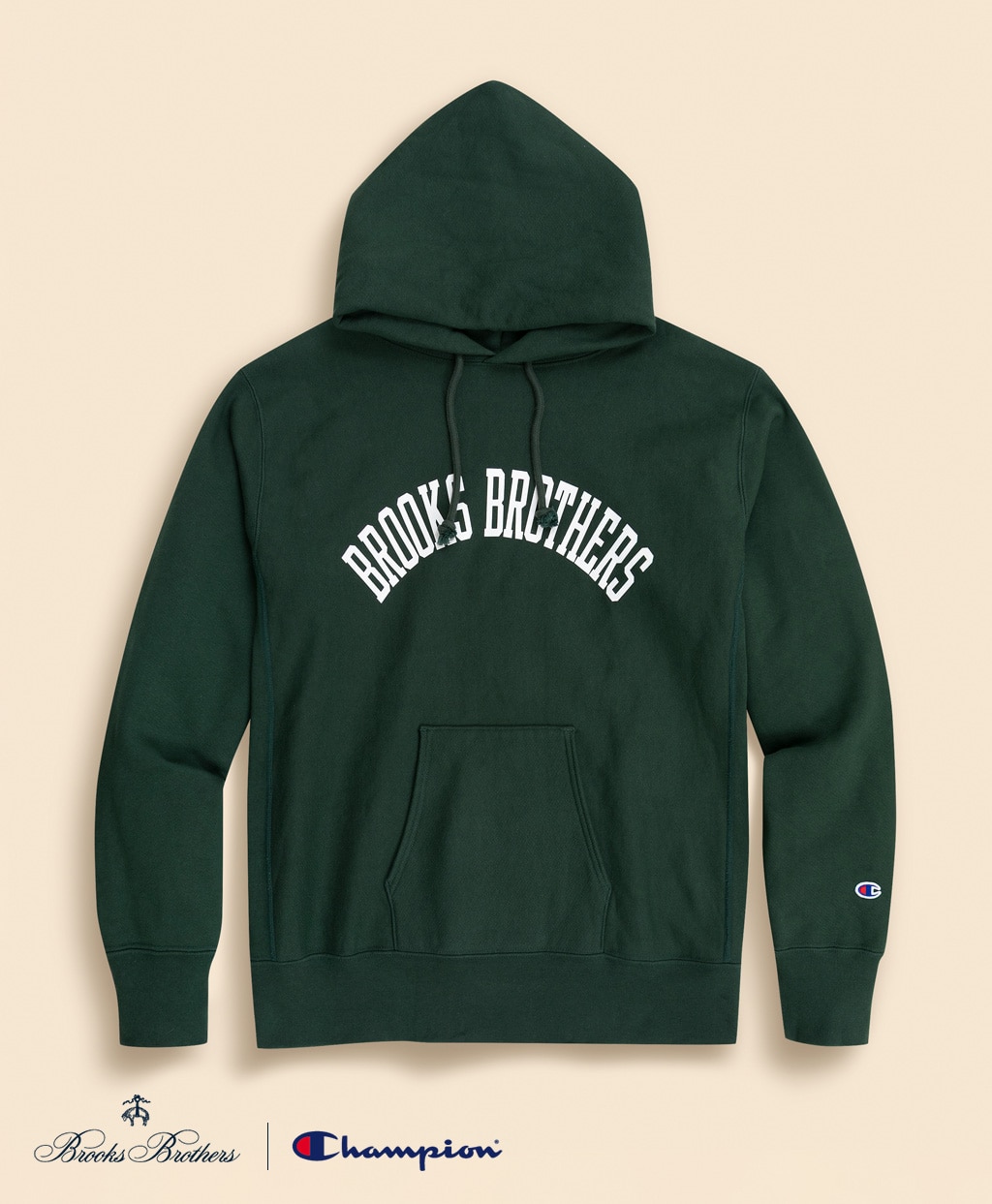 Brooks Brothers×Champion　USAコットン　ラバープリントロゴ　フーデッド　スウェットシャツ　Made in USA1