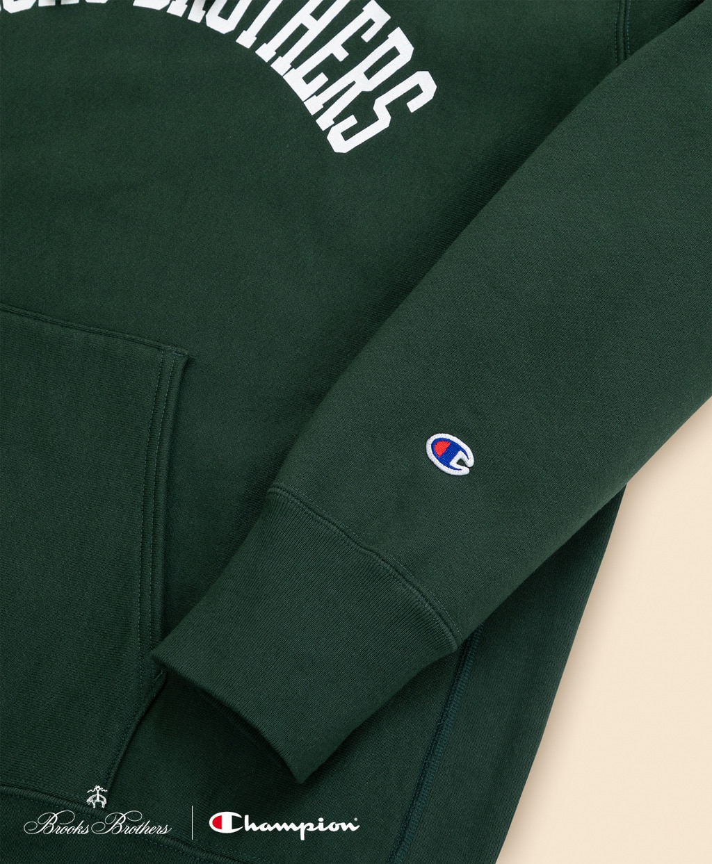 Brooks Brothers×Champion　USAコットン　ラバープリントロゴ　フーデッド　スウェットシャツ　Made in USA5