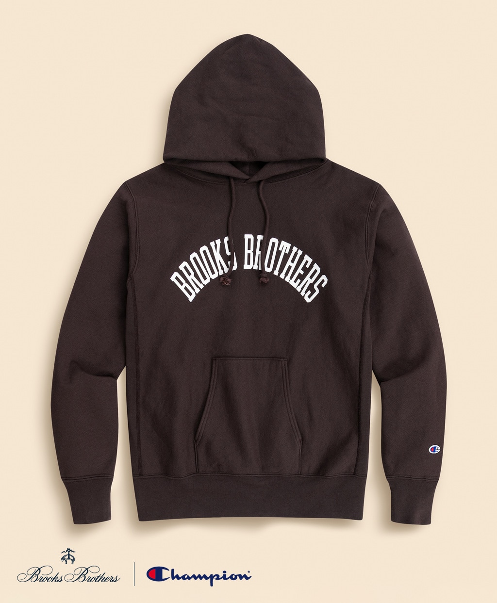 Brooks Brothers×Champion　USAコットン　ラバープリントロゴ　フーデッド　スウェットシャツ　Made in USA1