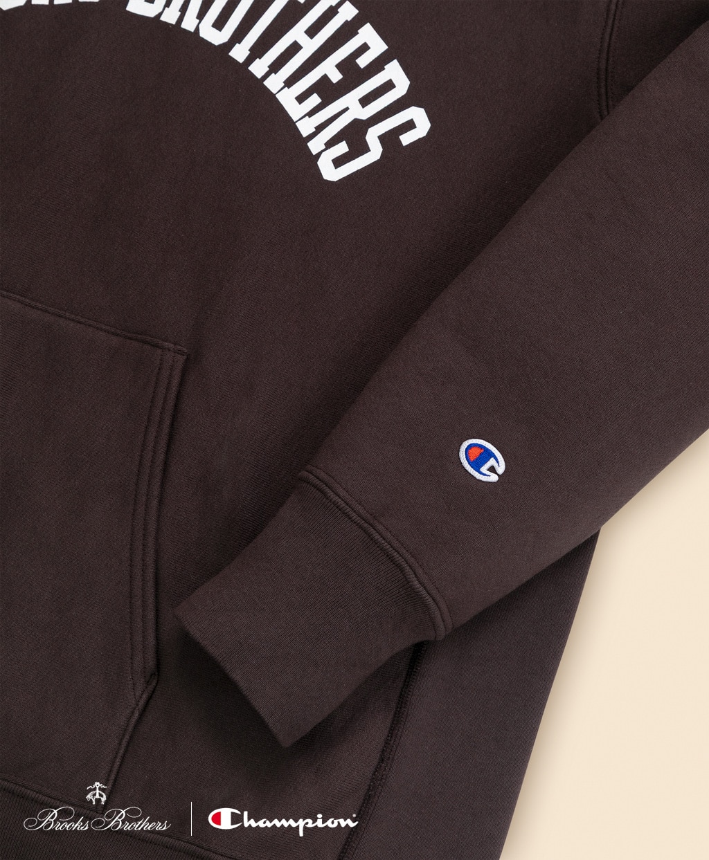 Brooks Brothers×Champion　USAコットン　ラバープリントロゴ　フーデッド　スウェットシャツ　Made in USA5