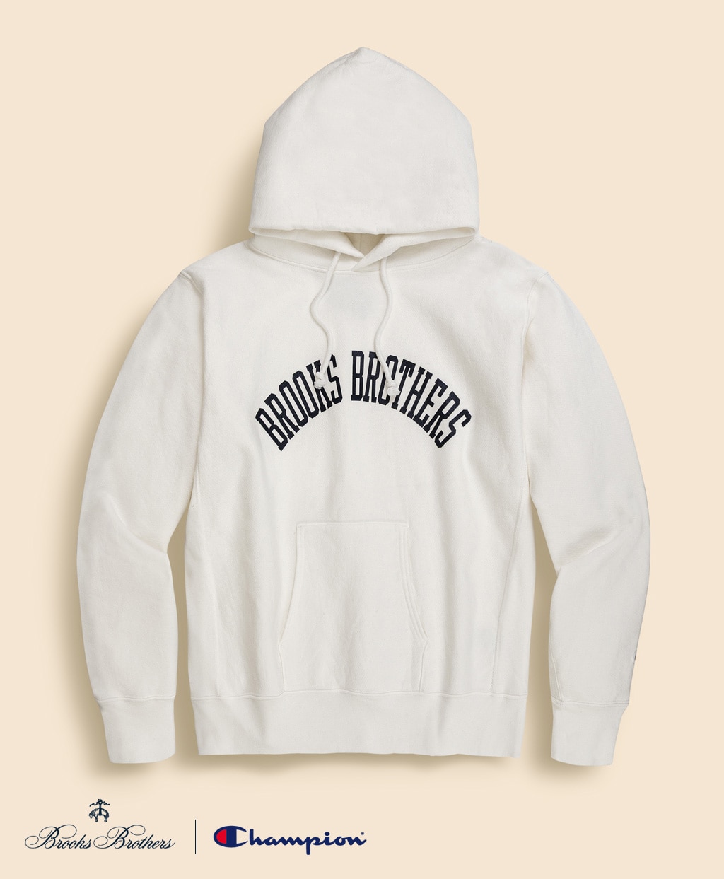 Brooks Brothers×Champion　USAコットン　ラバープリントロゴ　フーデッド　スウェットシャツ　Made in USA1