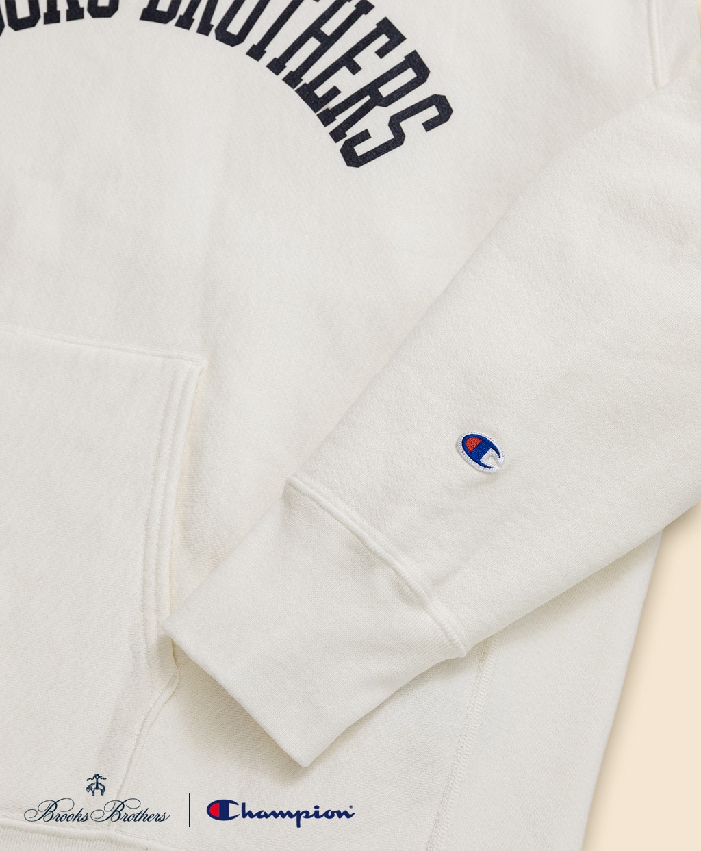 Brooks Brothers×Champion　USAコットン　ラバープリントロゴ　フーデッド　スウェットシャツ　Made in USA5