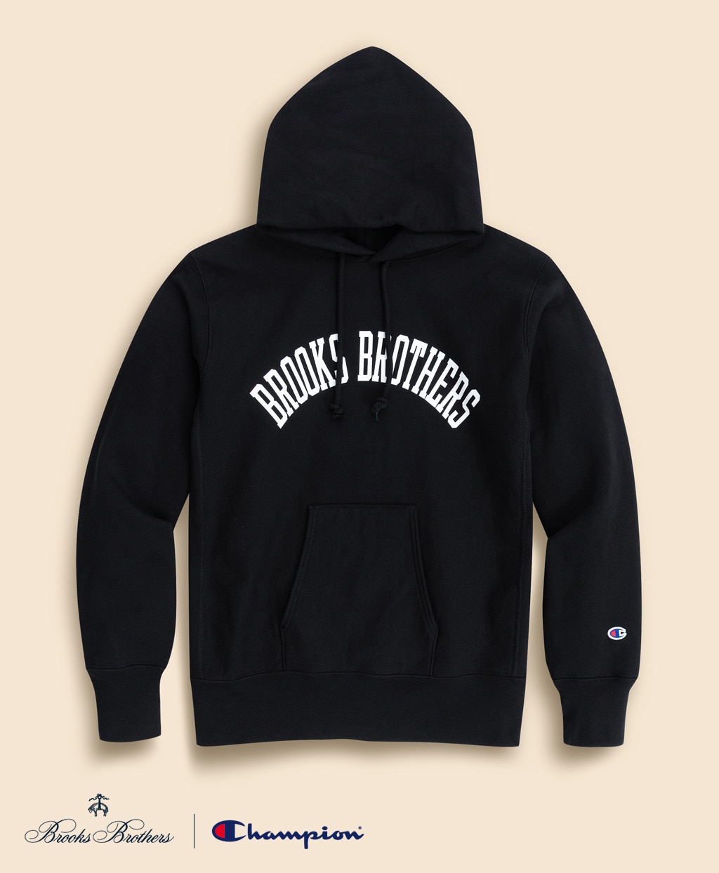 Brooks Brothers×Champion　USAコットン　ラバープリントロゴ　フーデッド　スウェットシャツ　Made in USA1