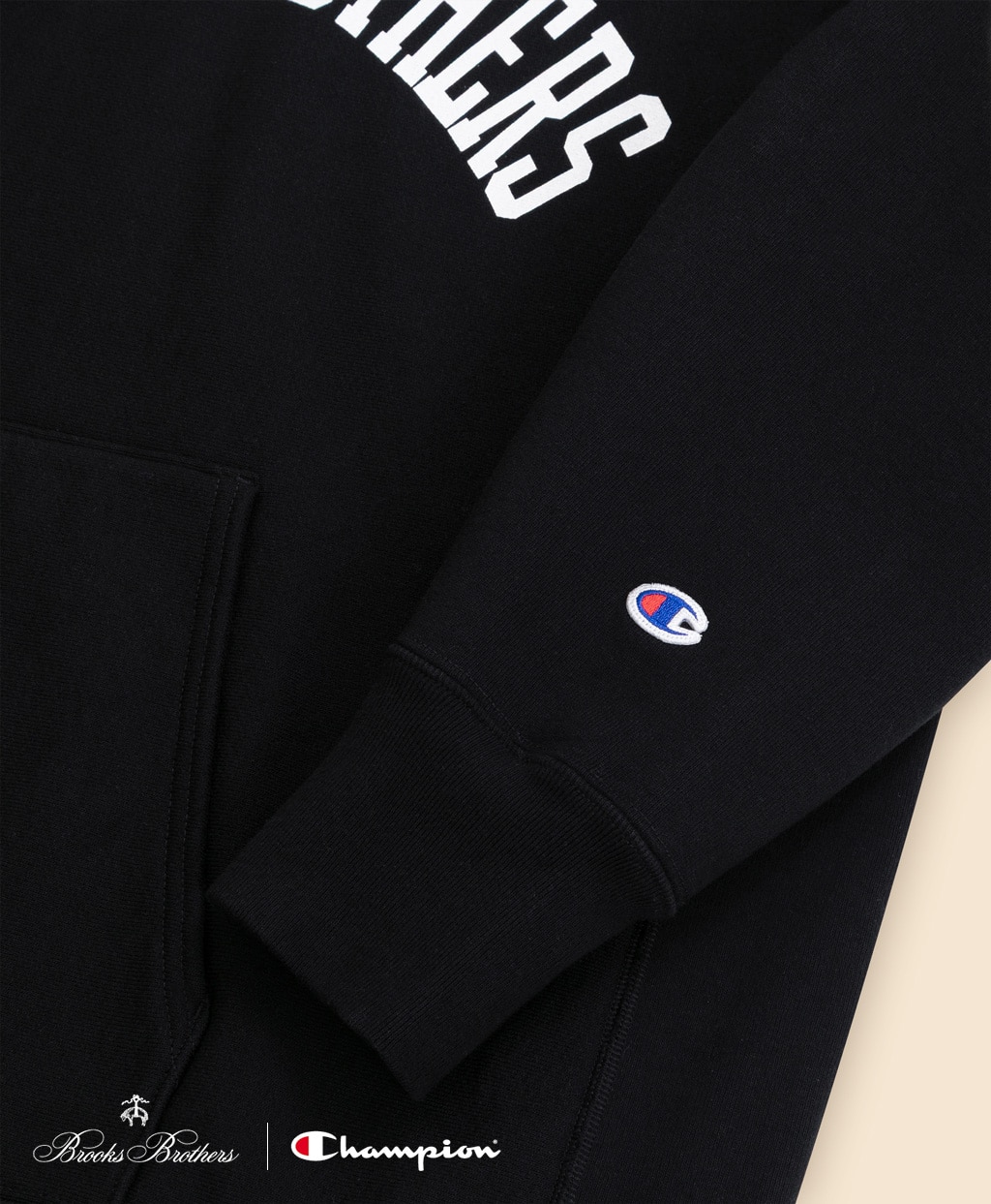 Brooks Brothers×Champion　USAコットン　ラバープリントロゴ　フーデッド　スウェットシャツ　Made in USA5