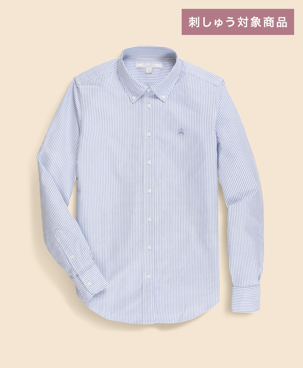【刺しゅう対象GFロゴ入りウィメンズシャツ】オックスフォード　キャンディストライプ　GFロゴ　ボタンダウンシャツ　Classic Fit1