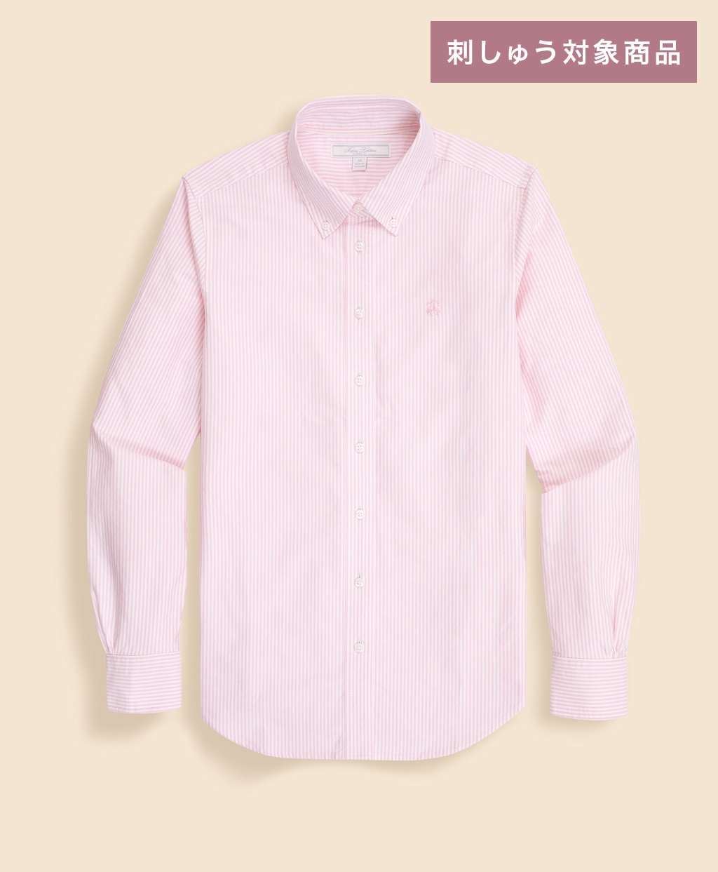 【刺しゅう対象GFロゴ入りウィメンズシャツ】オックスフォード　キャンディストライプ　GFロゴ　ボタンダウンシャツ　Classic Fit1