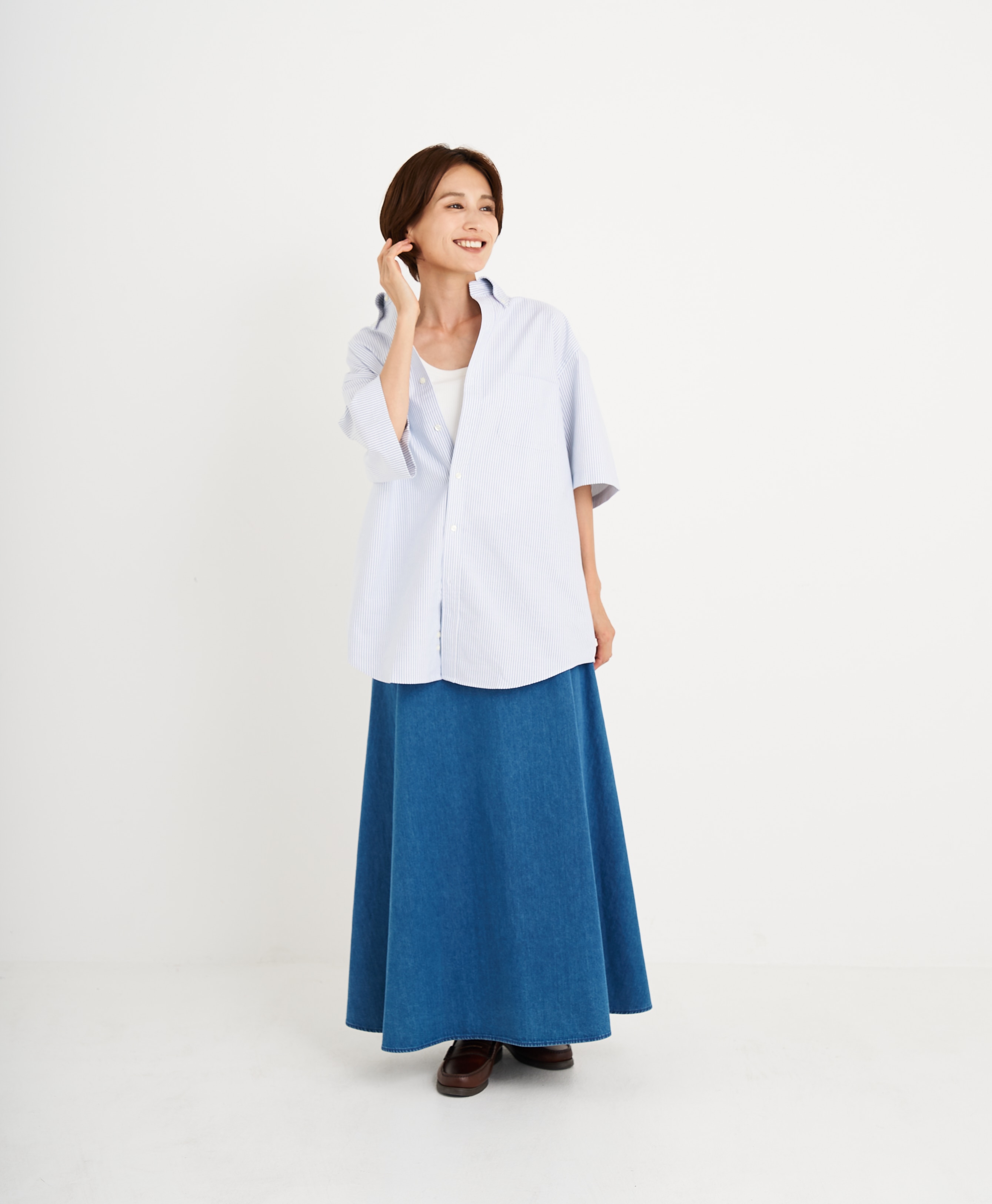【プリント対象メンズドレスシャツ】 スーピマコットン オックスフォード ショートスリーブ ドレスシャツ Regular Fit24